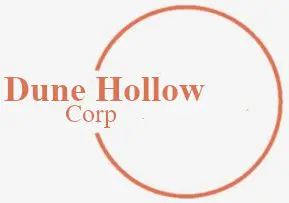 A logo of the company name, dune hollow corp.